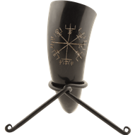 Vegvisir Viking Drinking Horn with Stand