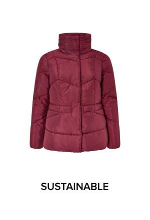 Elizabeth padded jacket in recycled fabric red
