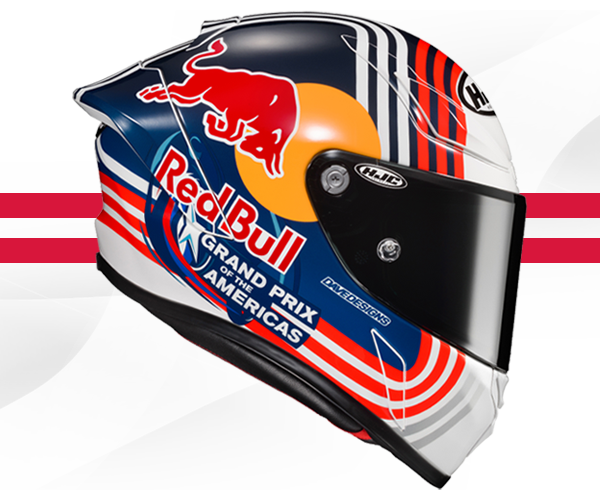 bikebandit.com, hjc, red bull helmet, side view