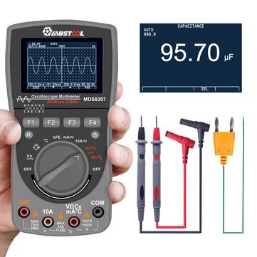 Upgraded MUSTOOL MDS8207 Intelligent 2 in 1 Digital 40MHz 200Msps/S Oscilloscope 6000 Counts True RMS Multimeter