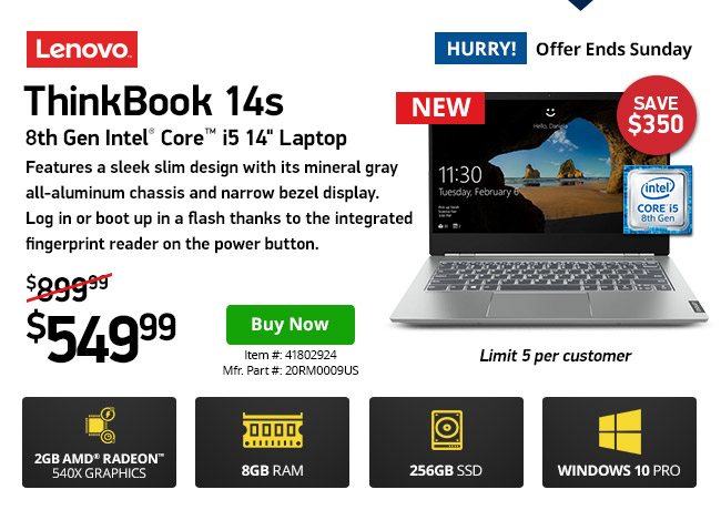 Lenovo 8GB Core™ i5 <span style='color:#cc0000;'>Pro</span> Laptop | 41802924 | Shop Now