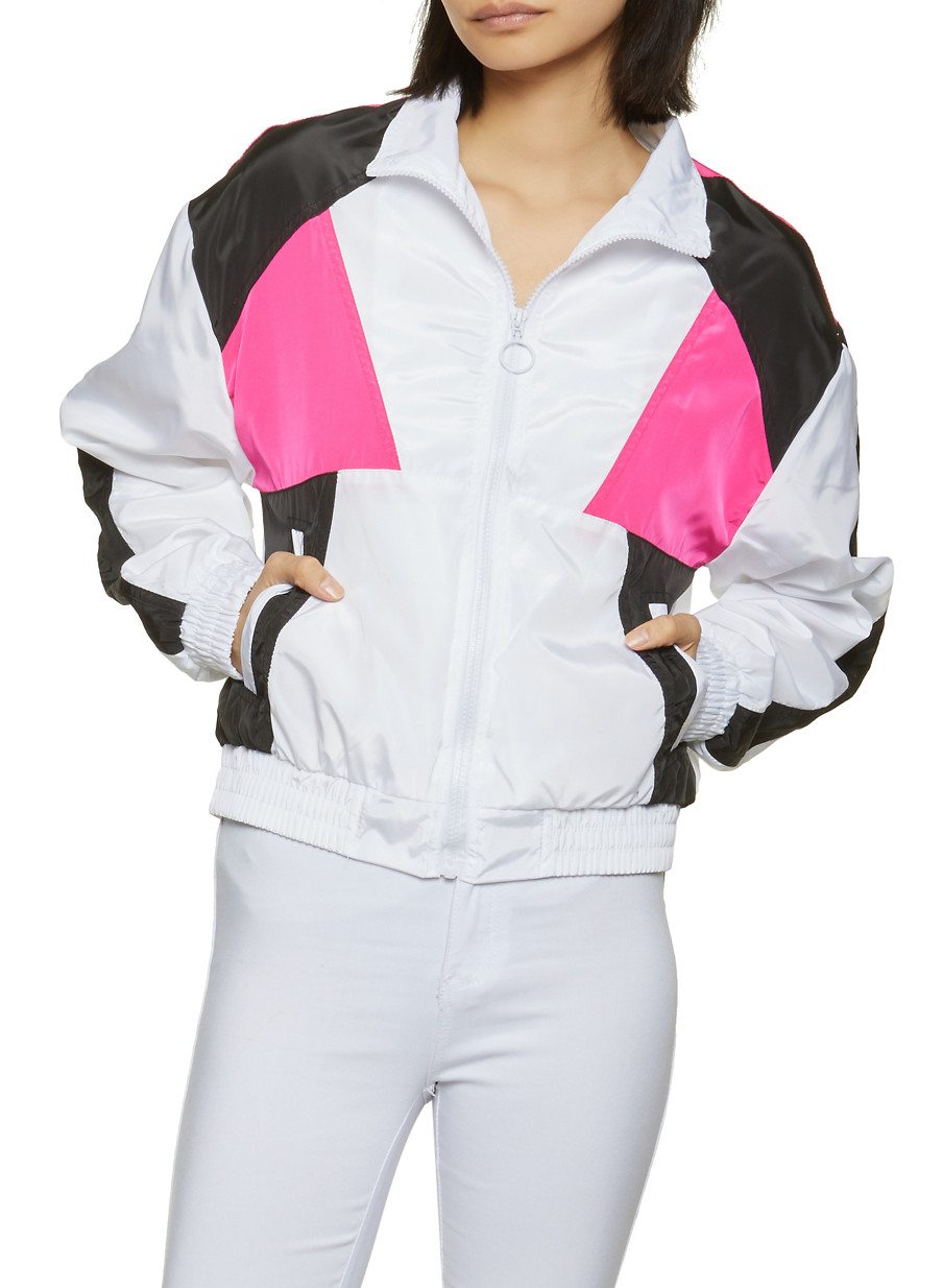 Color Block Windbreaker Zip Jacket