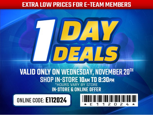 One Day Deals - Wednesday, November 20, 2024