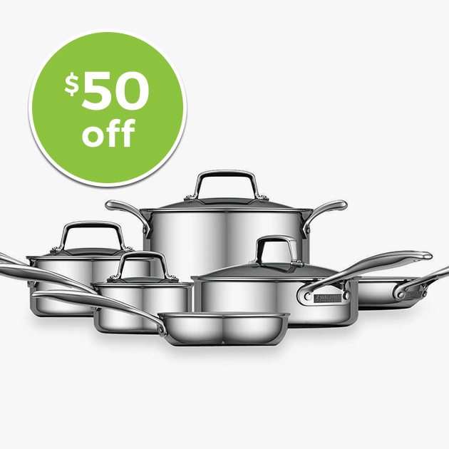 Zwilling J.A. Henckels Energy Nonstick Ceramic-Coated Stainless Steel 10-Piece Cookware Set - $50 off