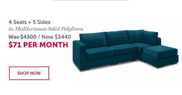 4 Seats + 5 Sides in Mediterranea Solid Polylinen | ONLY $71 Per Month | SHOP NOW >>