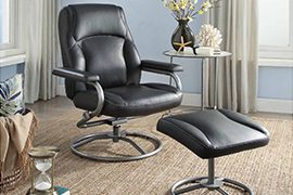 Mainstays Plush Pillowed Recliner Swivel Chair and Ottoman Set (2 Color Options)