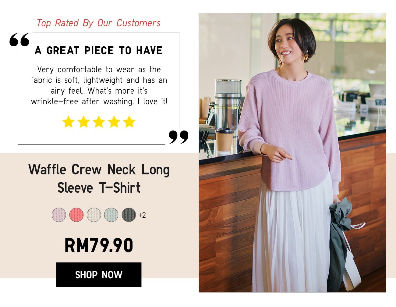 Waffle Crew Neck Long Sleeve T-Shirt