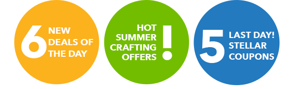 3 new deals of the day. Hot summer sewing offers! Last Day! 5 stellar coupons.