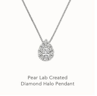 Pear Lab Created Diamond Halo Pendant