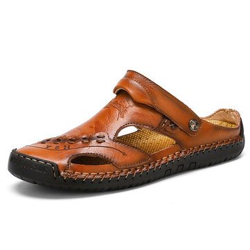 Men Hole Leather Sandals