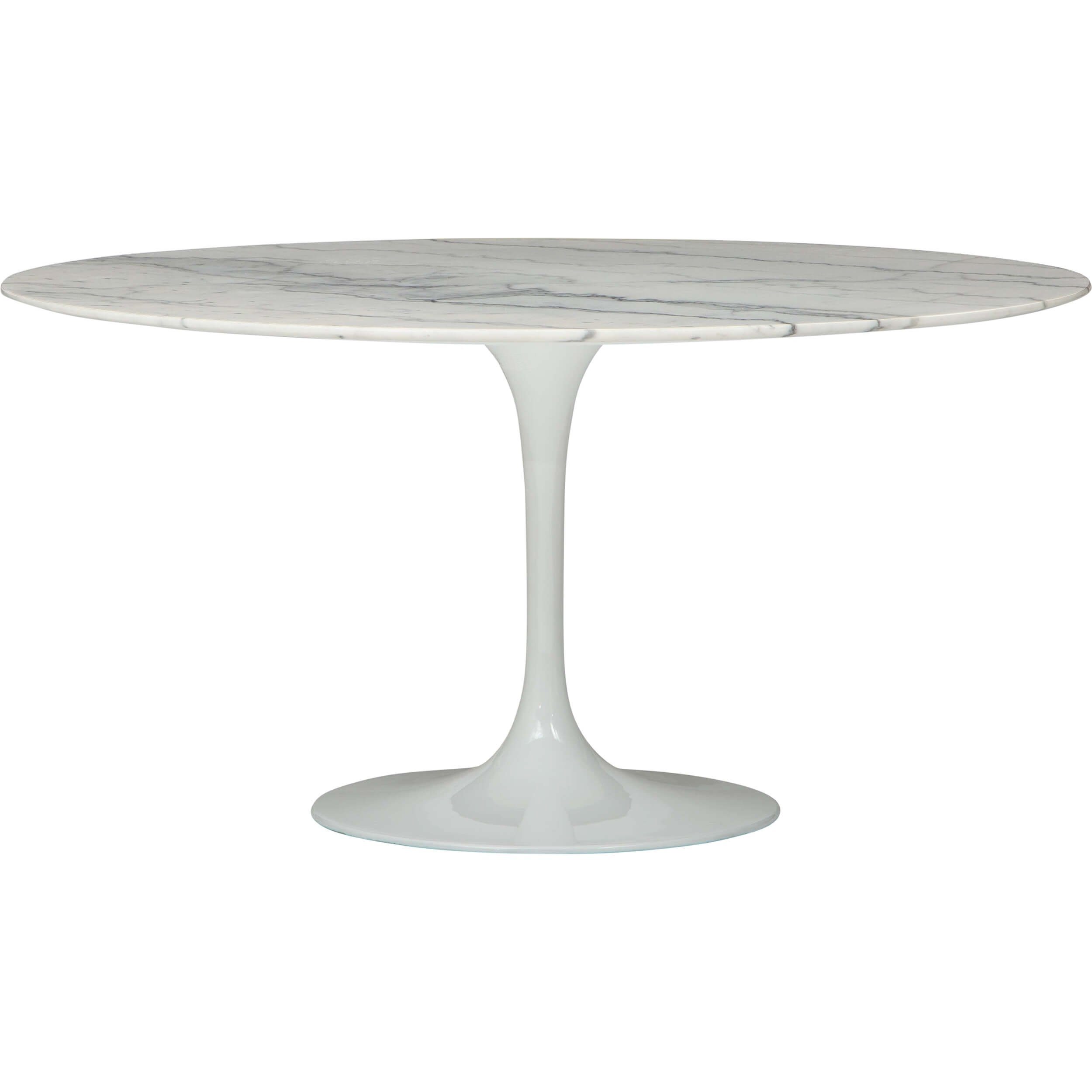 Image of Cal Round Dining Table, White Marble
