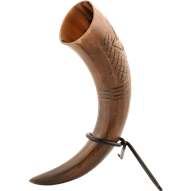 Carved Drinking Horn with Stand