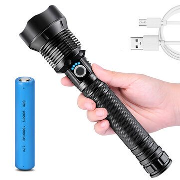CAMTOA XHP70.2 1000LM LED Flashlight 26650 Battery USB Rechargeable IPX5 Waterproof Zoomable Torch Searchlight
