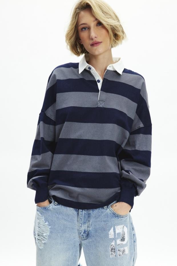 BDG Alexander Oversized Long Sleeve Rugby Shirt