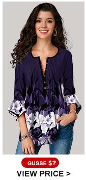 Flare Cuff Crinkle Chest Floral Print Blouse 