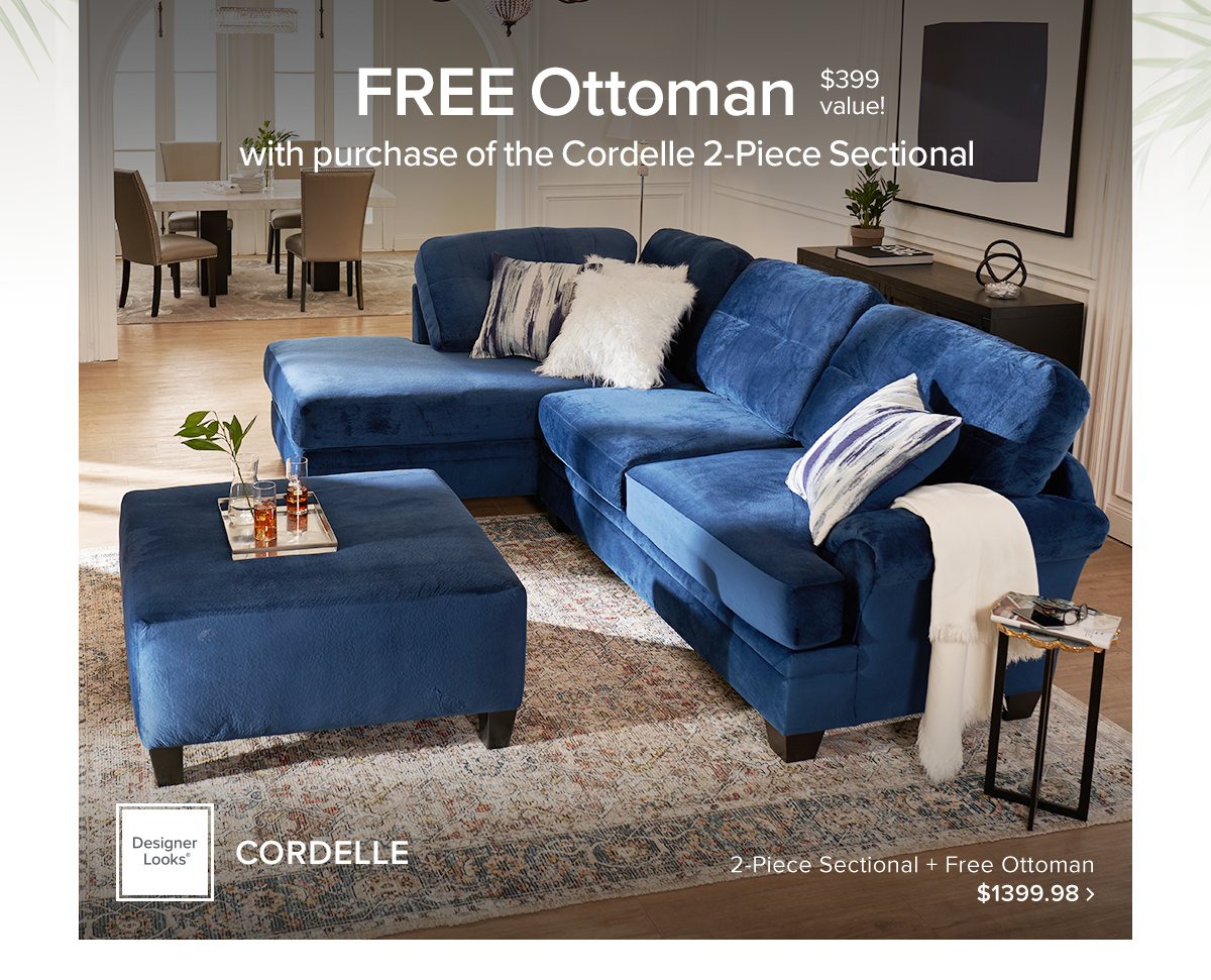 FREE Ottoman with purchase of the Cordelle 2-Piece Sectional