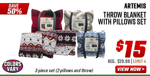 Artemis Throw Blanket with Pillows Set