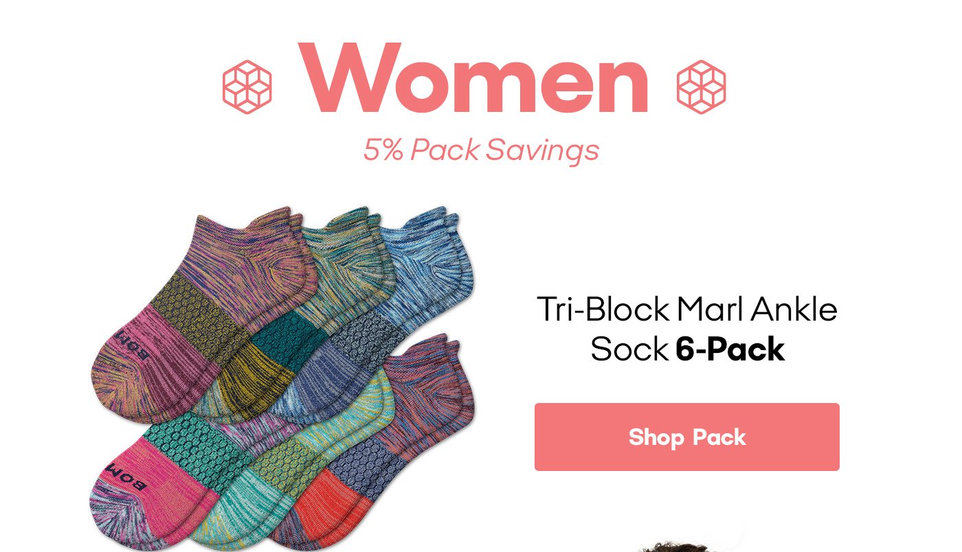 Tri Block Marl Ankle Sock 6 Pack. Shop Pack.