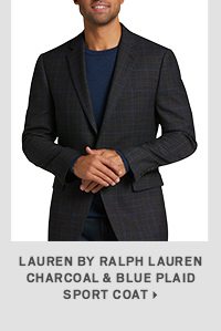 Lauren by Ralph Lauren Charcoal & Blue Plaid Sport Coat >