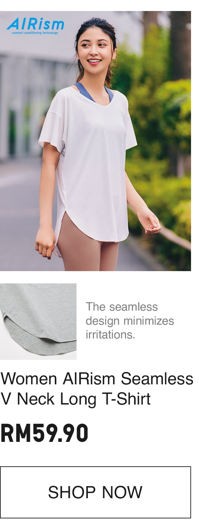 WOMEN AIRISM SEAMLESS LONG T-SHIRT