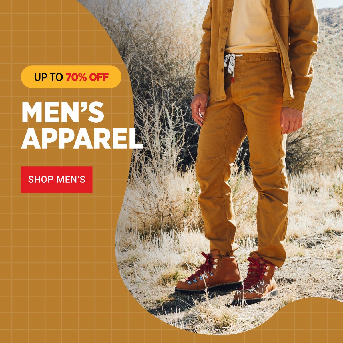 UP TO 70% OFF MEN'S APPAREL