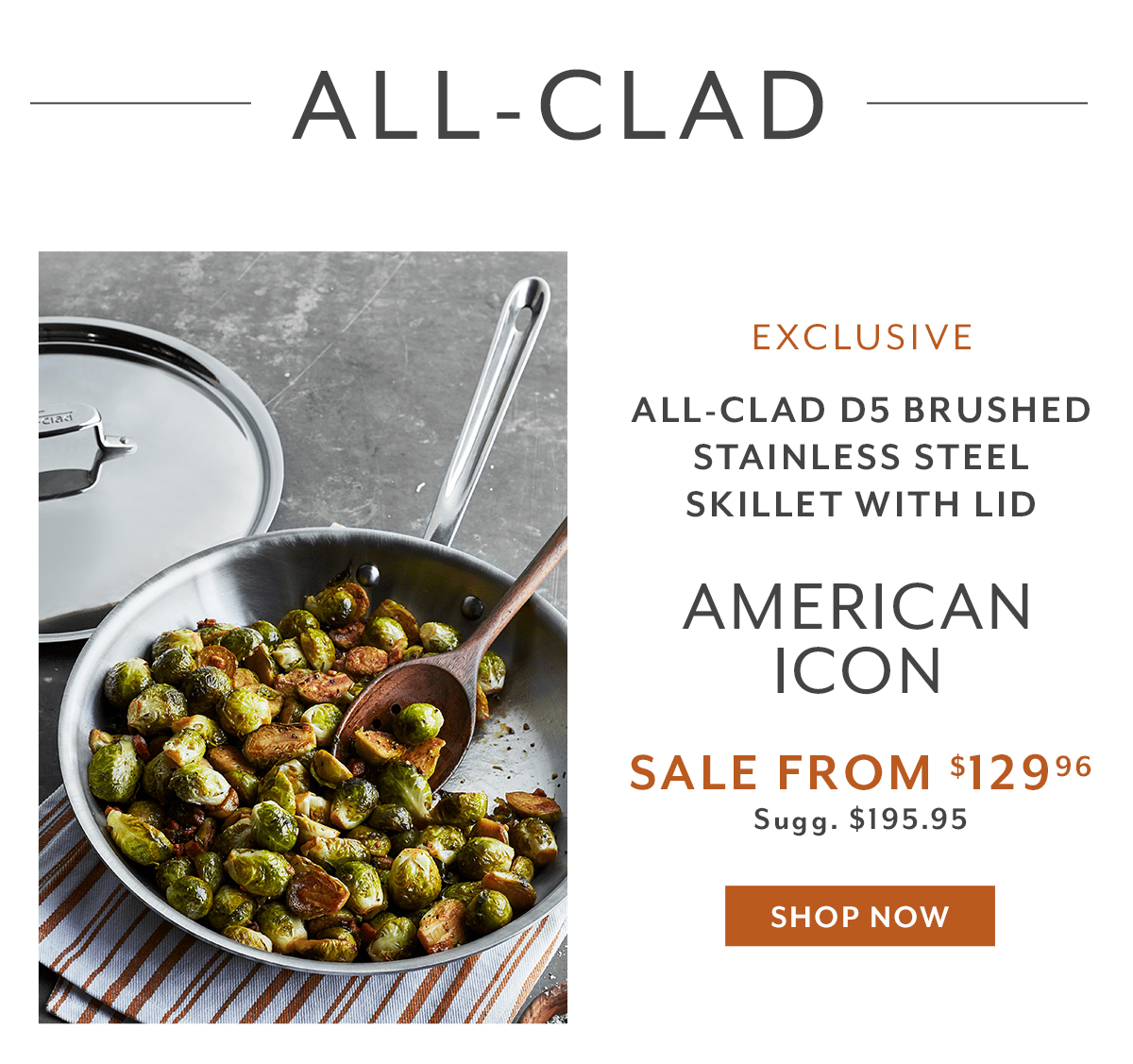 All-Clad d5 Brushed Stainless Steel Skillet with Lid