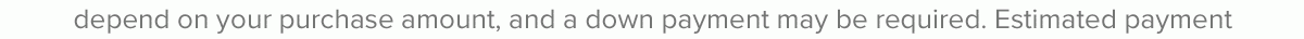 Payment options depend on your purchase amount, and a down payment may be required.