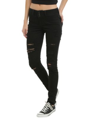 Blackheart Black Destructed Super Skinny Jeans