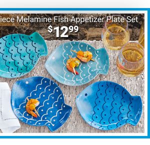 4-Piece Melamine Fish Appetizer Plate Set Only $12.99