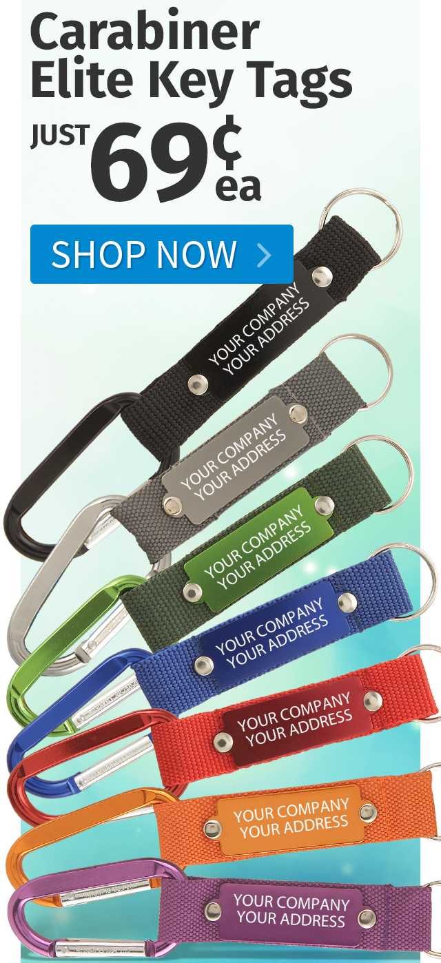 Carabiner Elite Key Tags for only 69¢ each!