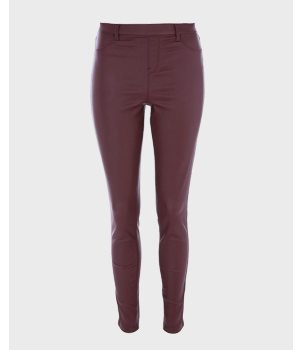 Womens Burgundy Coated Jeggings