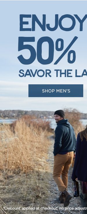 Enjoy up to 50% off men's end of season sale