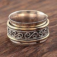 Sterling Silver and Brass Spinner Ring