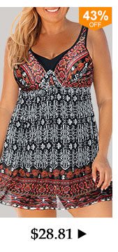 Keyhole Back Plus Size Swimdress and Shorts