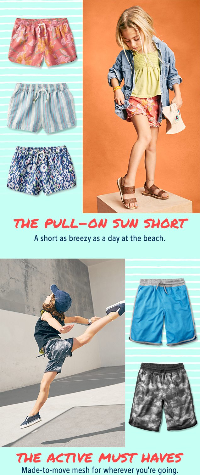 THE PULL-ON SUN SHORT | A short as breezy as a day at the beach. | THE ACTIVE MUST HAVES | Made-to-move mesh for wherever you're going.