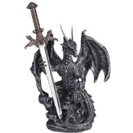 Silver Dragon with Sword Statue