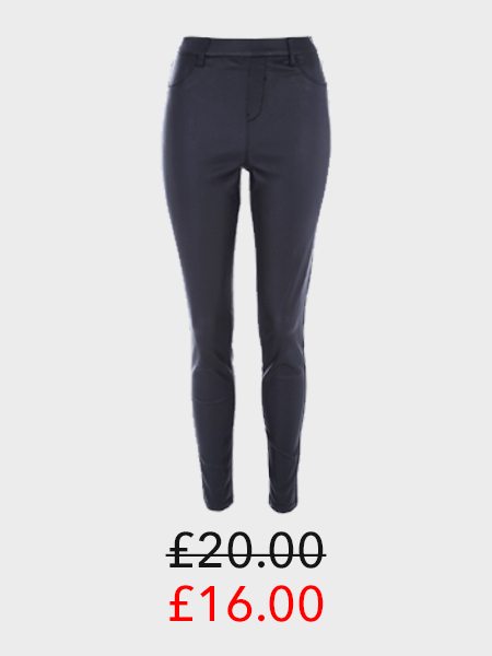 Womens Black Coated Jeggings
