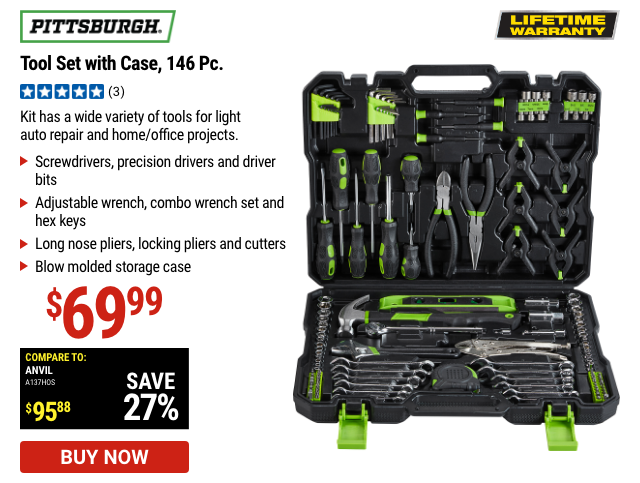 Pittsburgh: Tool Set with Case 146 pc.