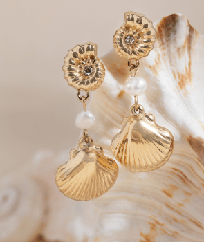 Scallop Seashell Drop Earrings