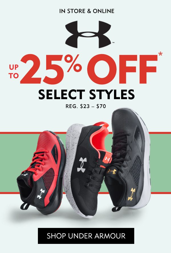 In store & online up to 25% off select styles, reg. $23-$70. Shop Under Armour. 