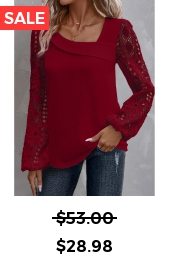 Wine Red Lace Plus Size Long Sleeve Blouse