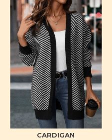 Patchwork Striped Black Long Sleeve Cardigan