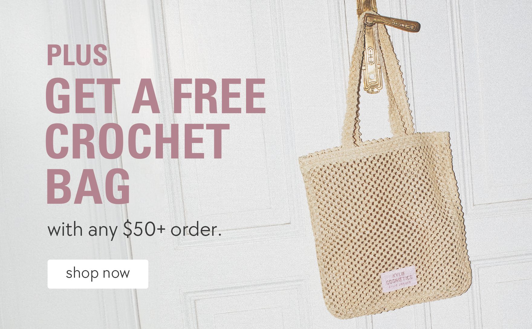 free crochet bag with any $50+ order.