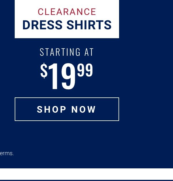 Clearance dress shirts starting at 19 99