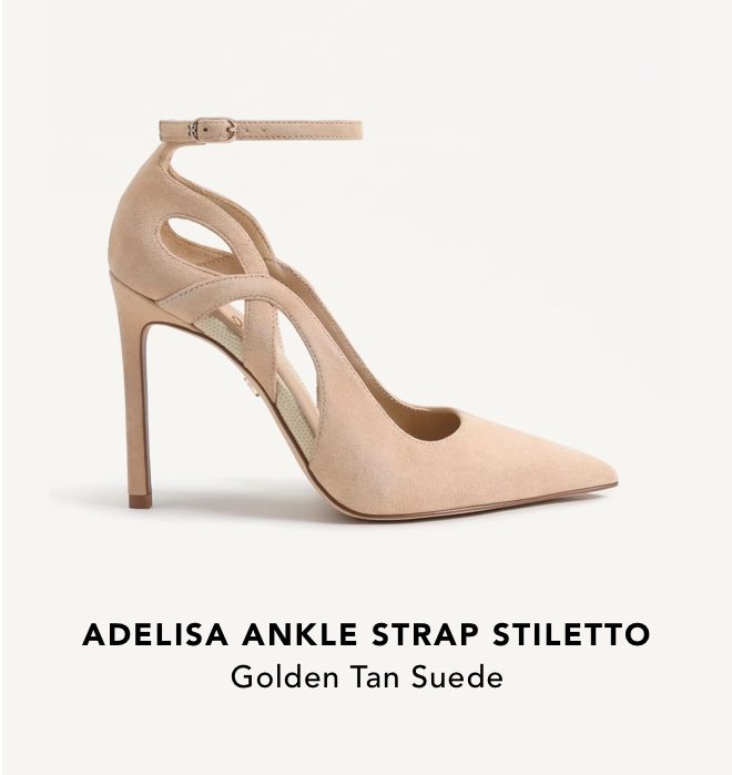 Adelisa Ankle Strap Stiletto (Golden Tan Suede)