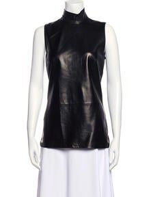 Leather Mock Neck Top