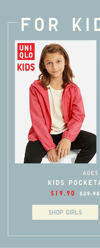 KIDS POCKETABLE PARKAS $19.90 - SHOP GIRLS