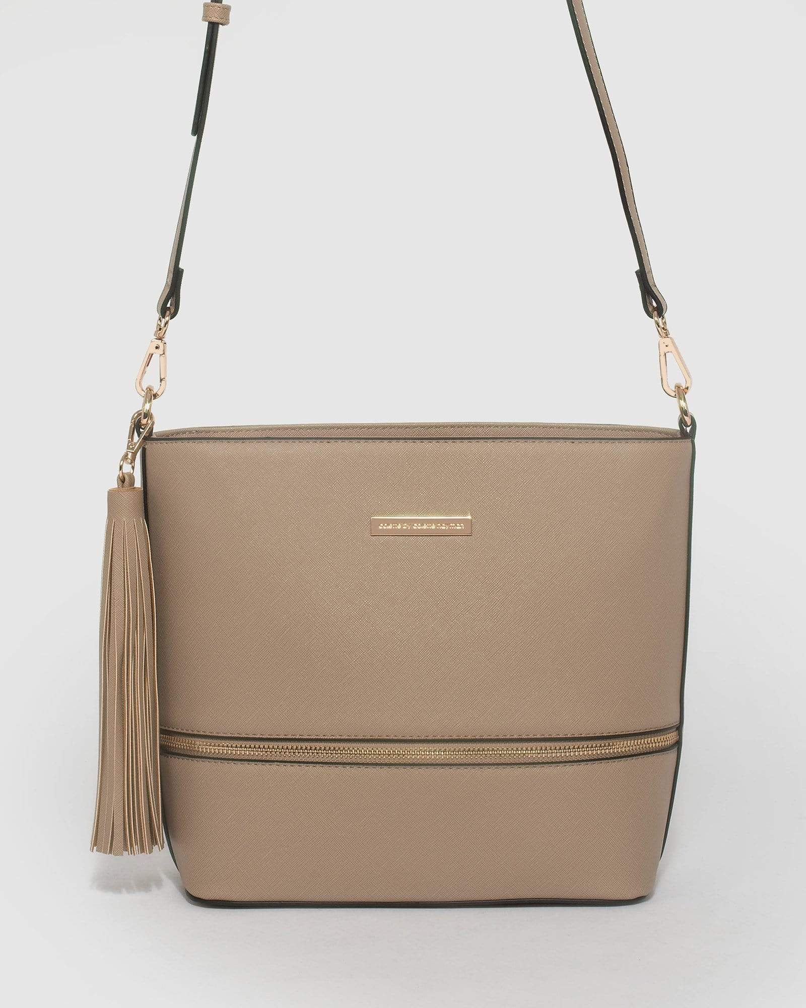 Image of Taupe Pia Tassel Crossbody