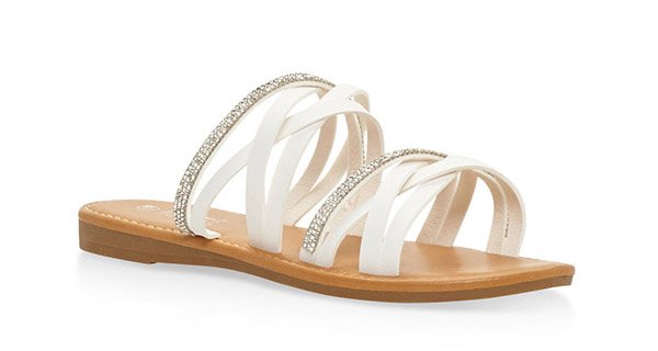 Rhinestone Studded Strappy Slide Sandals