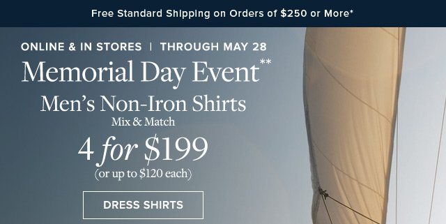 ONLINE & IN STORES | MEMORIAL DAY EVENT | DRESS SHIRTS